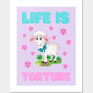 'Life is Torture' retro lamb Posters and Art